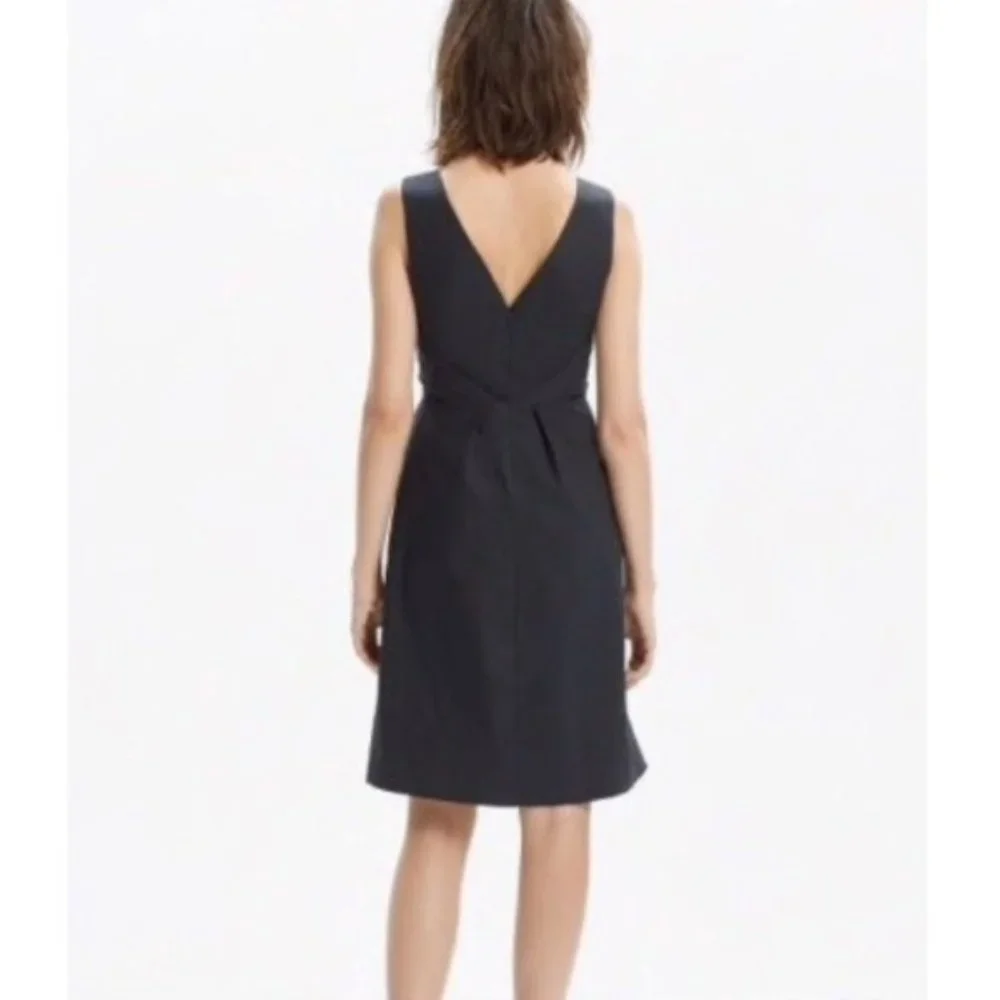 Madewell Cutout Cotton Tank Dress Sleevless Knee Length Sundress Navy 0 XS - Picture 7 of 7